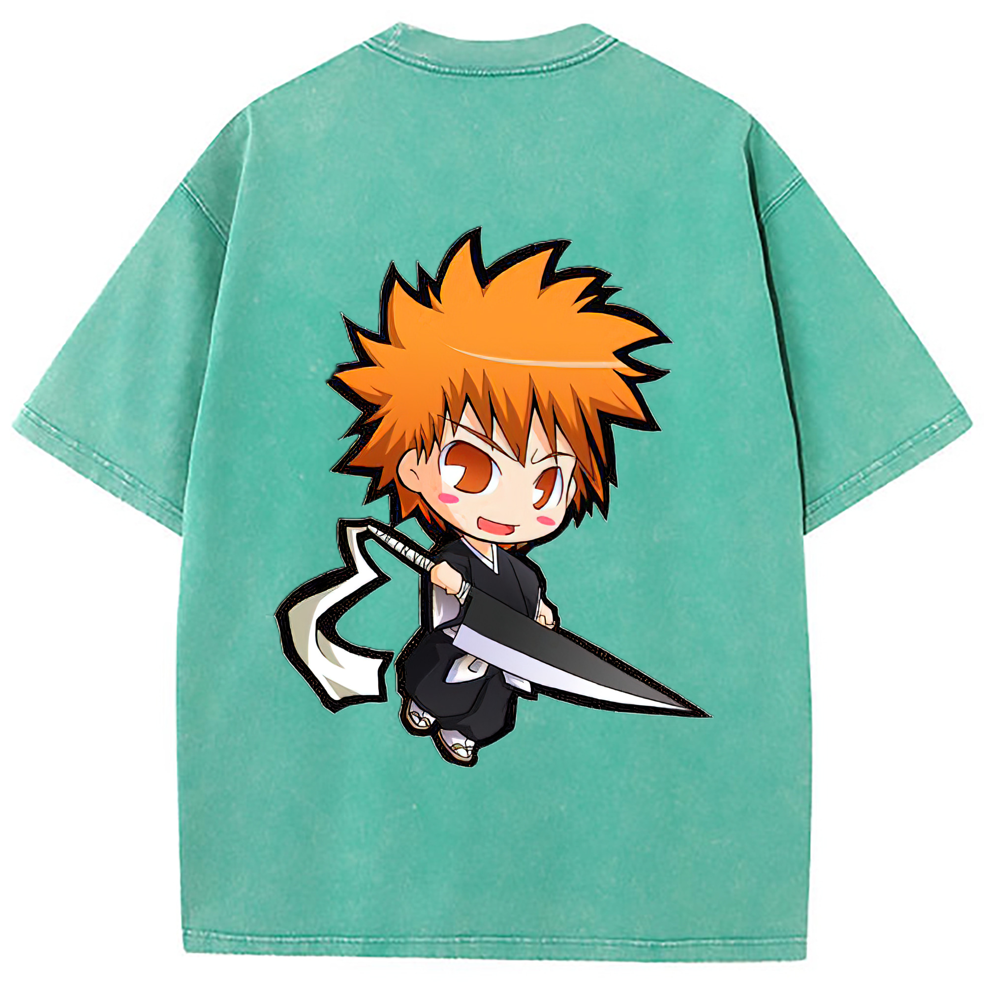 （画像用） ブリーチ 黒崎一護（くろさき いちご）BLEACH Kurosaki Ichigo 綿100% ヴィンテージ風 半袖Tシャツ（背面プリント）